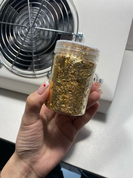 Фотография покупателя товара Поталь для декора ногтей, 3 г, в пластиковой банке, золотистая - Фото 2