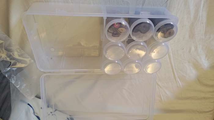 Фотография покупателя товара Набор баночек для декора, 9 шт, в органайзере, 40 мл, 26 × 13 × 6 см, цвет прозрачный