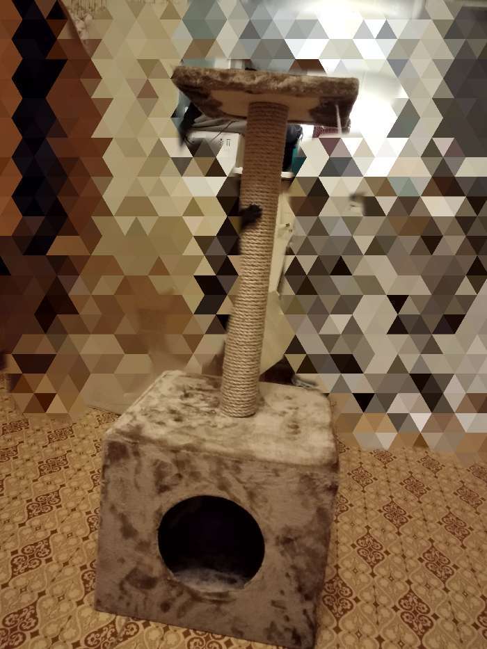 Фотография покупателя товара Домик для кошек с когтеточкой "Куб", с площадкой и игрушкой, 35 х 30 х 85 см, микс цветов - Фото 14
