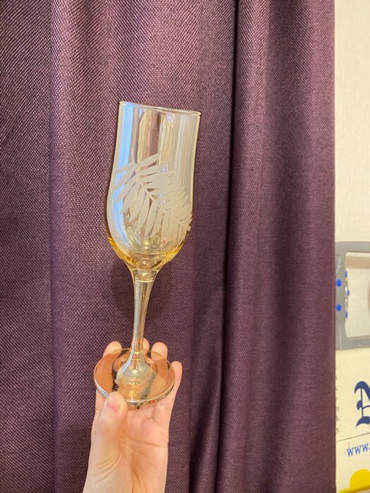 Фотография покупателя товара Набор бокалов для шампанского «Папоротник», 200 мл, 6 шт, цвет янтарный - Фото 2
