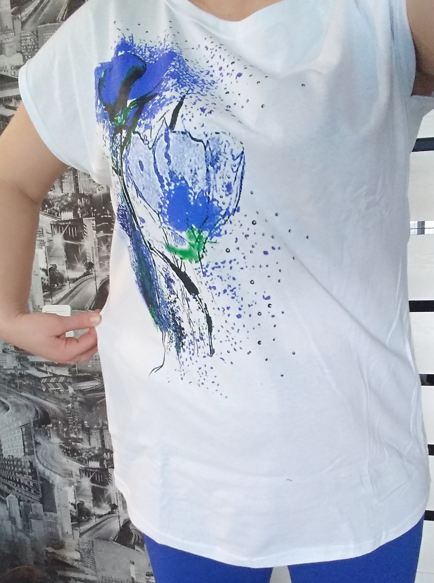 Фотография покупателя товара Комплект женский (футболка, брюки) Очарование, цвет василек, размер 52
