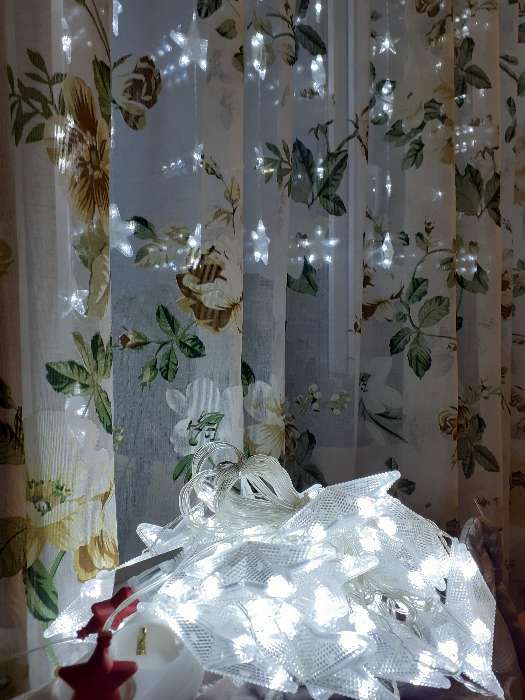 Фотография покупателя товара Гирлянда «Бахрома» 2.4 × 0.9 м с насадками «Звёзды», IP20, прозрачная нить, 138 LED, свечение тёплое белое, 8 режимов, 220 В - Фото 42