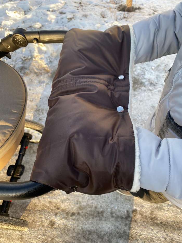 Фотография покупателя товара Муфта для рук на санки или коляску меховая, на кнопках, цвет коричневый