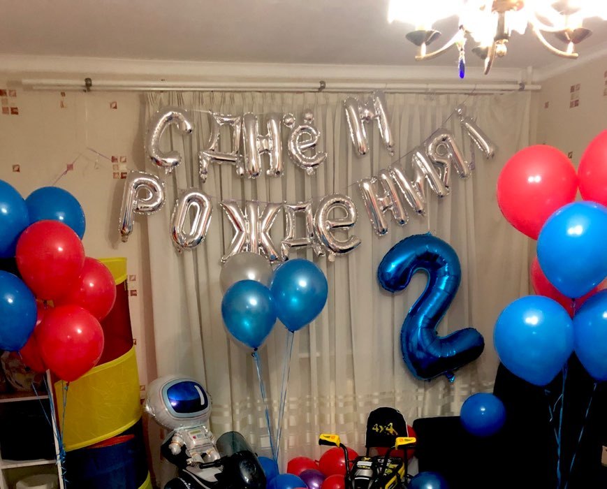 Фотография покупателя товара Воздушный шар «С днём рождения!», буквы + фонтан, набор 20 шт., цвет серебро