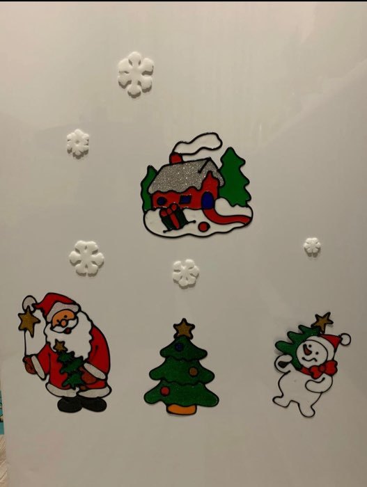 Фотография покупателя товара Наклейка на стекло "Дед Мороз с ёлкой" 9х14 см - Фото 3