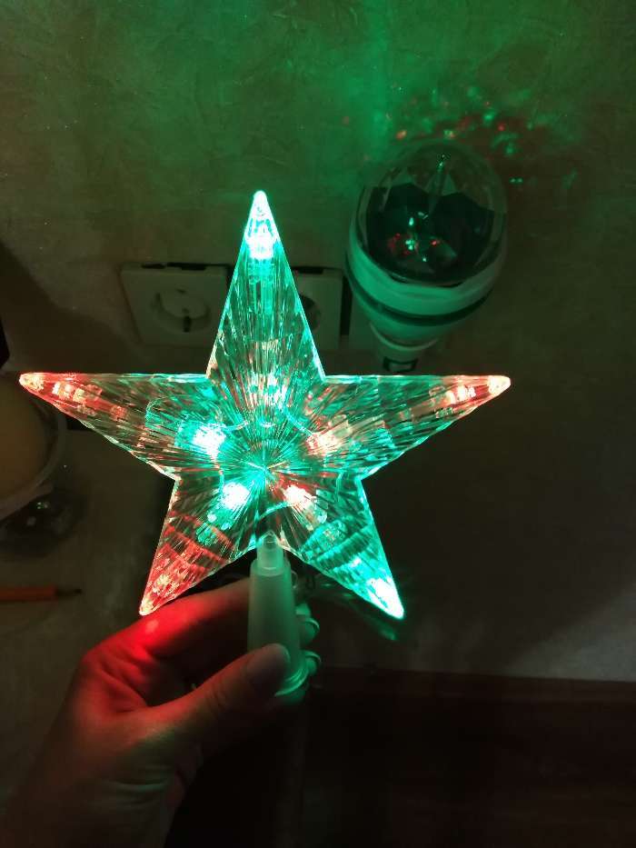 Фотография покупателя товара Светодиодная верхушка на ёлку «Звезда белая» 16 см, 10 LED, провод 2 метра, 220 В, свечение мульти - Фото 13