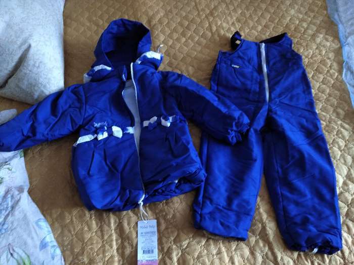 Фотография покупателя товара Комплект для девочки (куртка и полукомбинезон), рост 74 см, цвет синий - Фото 1