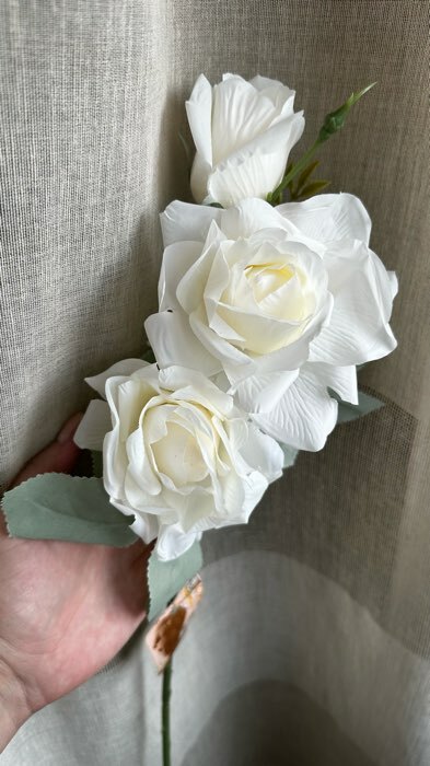 Фотография покупателя товара Цветы искусственные "Роза Терция" 12х60 см, белый - Фото 2