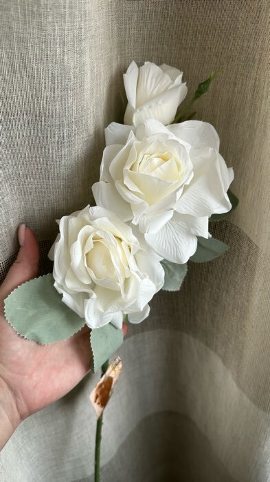 Фотография покупателя товара Цветы искусственные "Роза Терция" 12х60 см, белый - Фото 2