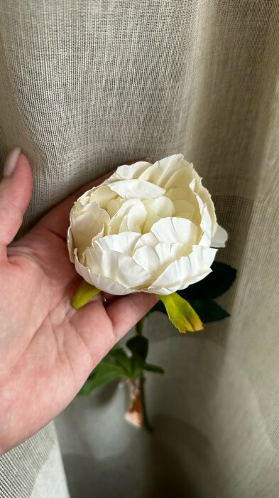 Фотография покупателя товара Цветы искусственные "Пышный пион" 7х47 см, белый - Фото 2
