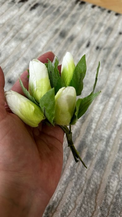 Фотография покупателя товара Цветы для декорирования "Заснеженные белые тюльпаны" 1 букет=6 цветов 14 см - Фото 4
