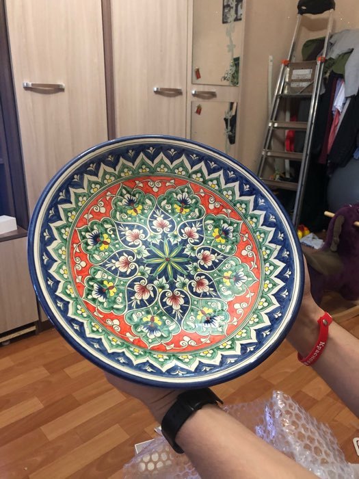 Фотография покупателя товара Ляган Риштанская Керамика "Цветы", 33 см, синий - Фото 1