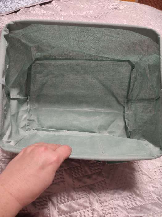 Фотография покупателя товара Корзинка для хранения Доляна «Тая», 3 кармана, 30×24×18 см, цвет бирюзовый
