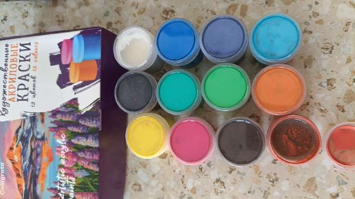 Фотография покупателя товара Краска акриловая, набор 12 цветов х 20 мл, Calligrata, художественная, морозостойкая, в картонной коробке - Фото 26