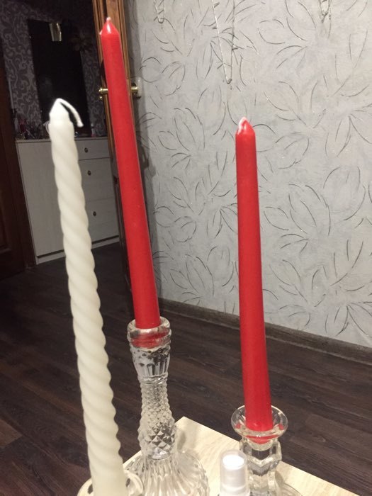 Фотография покупателя товара Набор свечей античных, 2,2х 25  см, лакированная 2 штуки, красный - Фото 3