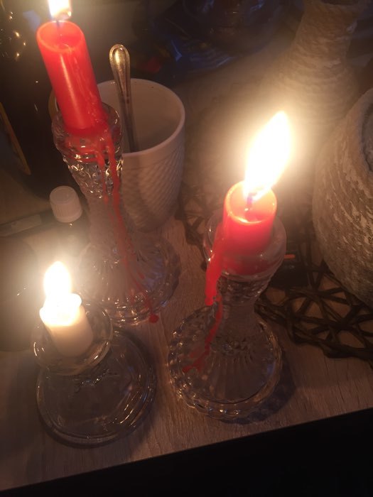 Фотография покупателя товара Набор свечей античных, 2,2х 25  см, лакированная 2 штуки, красный - Фото 1