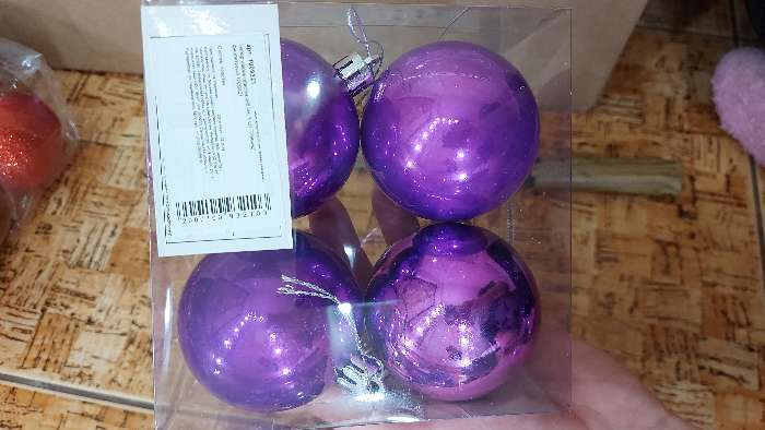 Фотография покупателя товара Набор шаров пластик d-6 см, 4 шт "Глянец" фиолетовый