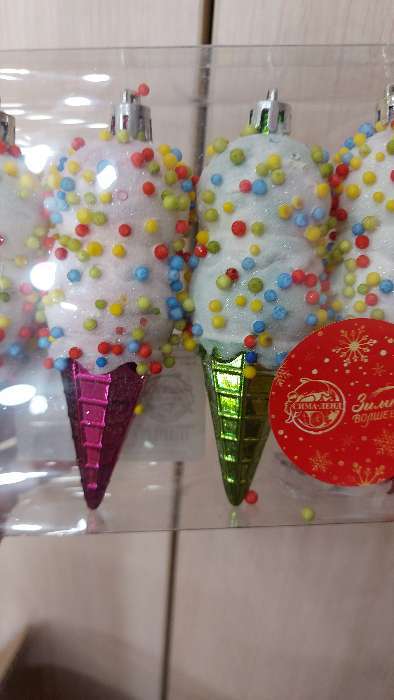Фотография покупателя товара Украшение ёлочное "Мороженое" (набор 4 шт) 4х10 см - Фото 3