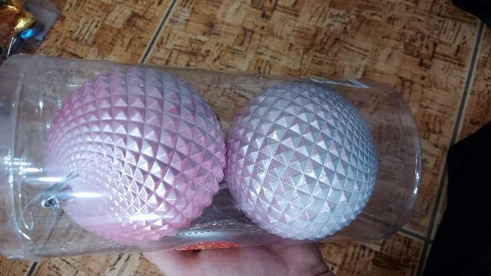 Фотография покупателя товара Набор шаров пластик d-10 см, 2 шт "Рельеф" розовый - Фото 7