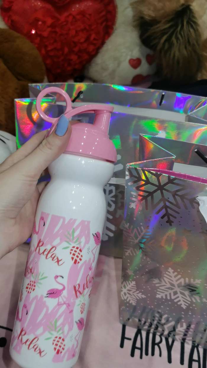 Фотография покупателя товара Бутылка для воды пластиковая «Фламинго», 680 мл, цвет розовый - Фото 1