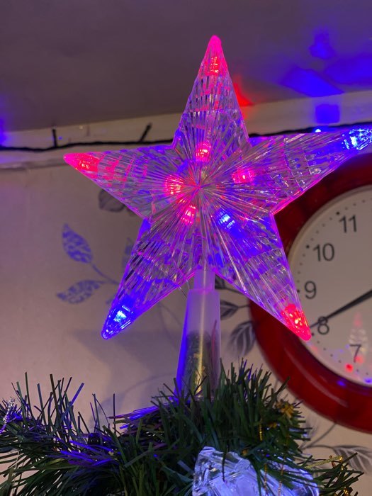 Фотография покупателя товара Светодиодная верхушка на ёлку «Звезда белая» 16 см, 10 LED, провод 2 метра, 220 В, свечение мульти - Фото 12