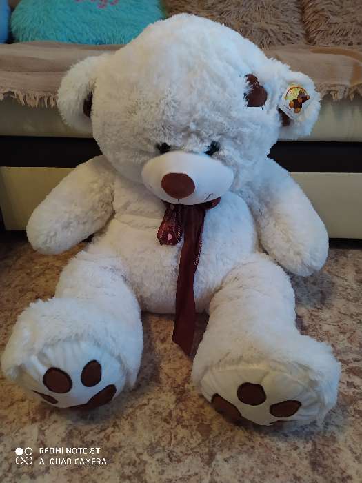 Фотография покупателя товара Мягкая игрушка «Медведь Тони», 90 см, цвет белый - Фото 1