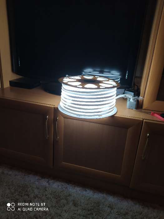 Фотография покупателя товара Гибкий неон Luazon Lighting 8 × 16 мм, IP65, 50 м, SMD2835, 120 LED/м, 220 В, свечение тёплое белое - Фото 1