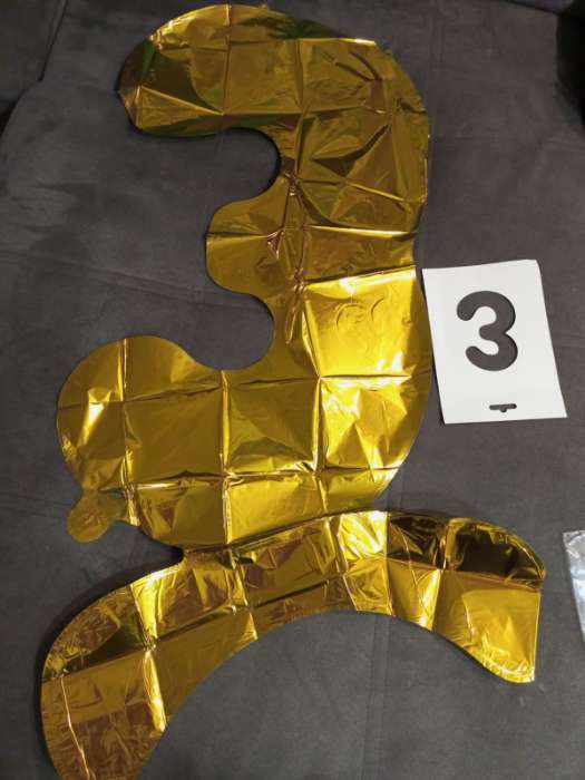 Фотография покупателя товара Шар фольгированный 32" «Цифра 3», на подставке, цвет золото