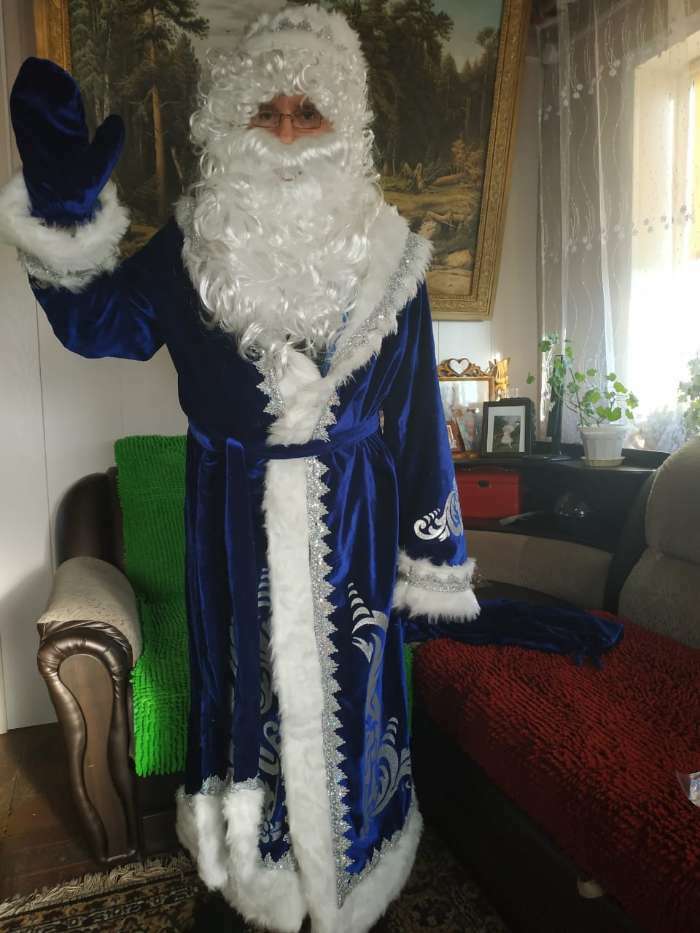 Фотография покупателя товара Карнавальный костюм «Дед Мороз», цвет синий, р. 54-56, рост 188 см - Фото 2