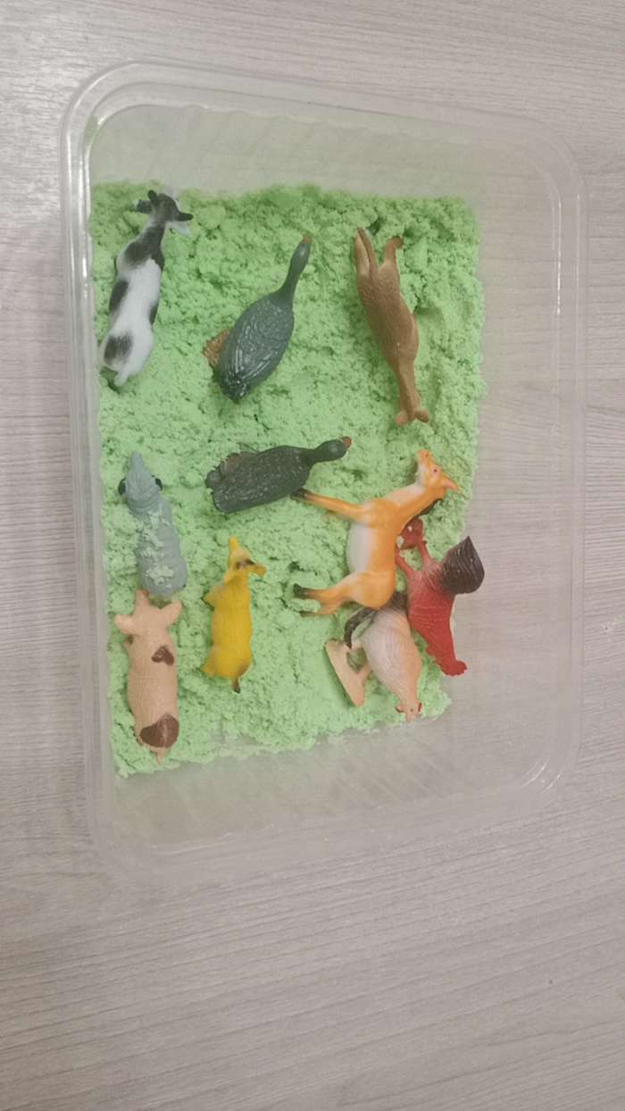 Фотография покупателя товара Развивающий набор «Домашние животные», кинетический песок, по методике Монтессори - Фото 1