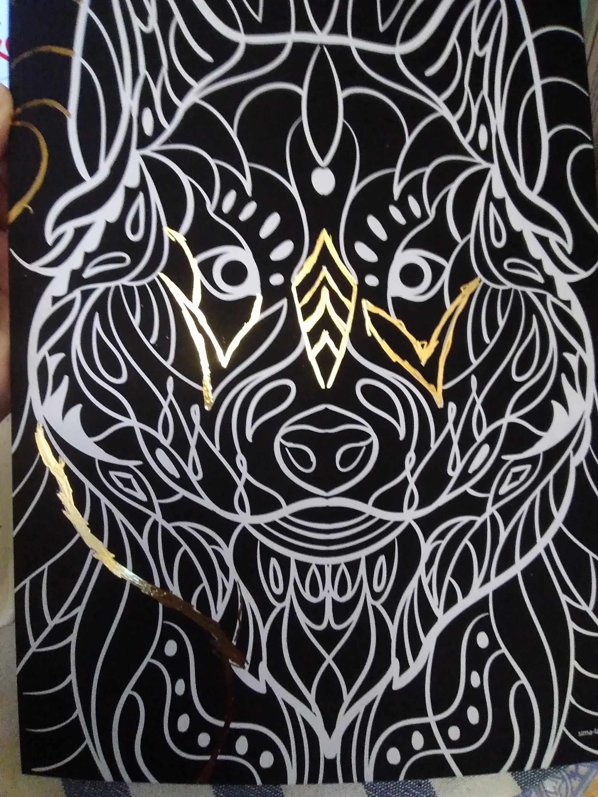 Фотография покупателя товара Гравюра «Волк» с металлическим эффектом «золото» А4 - Фото 1