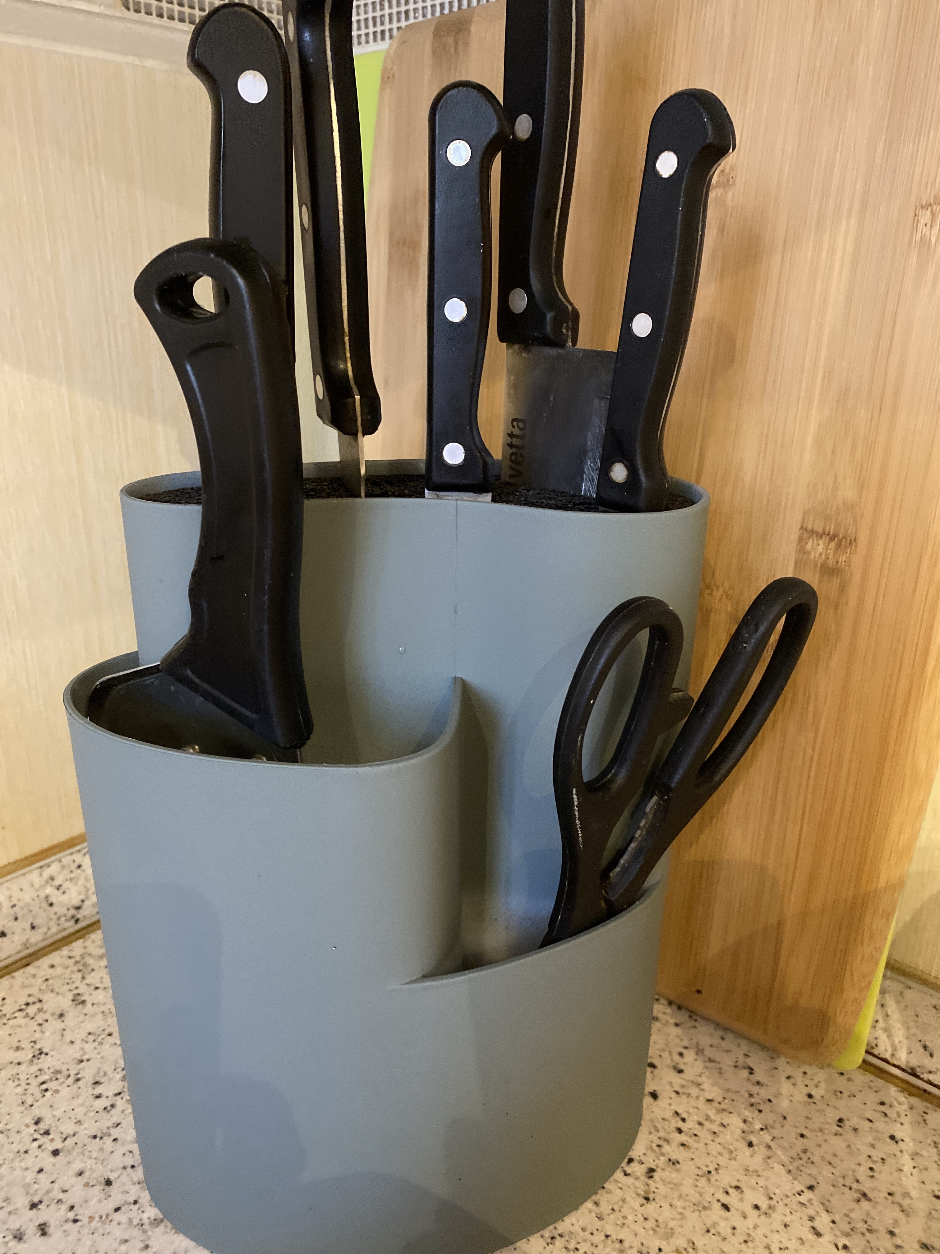 Фотография покупателя товара Подставка для ножей и столовых приборов Доляна «Нео», 18×11 см, цвет серый - Фото 3