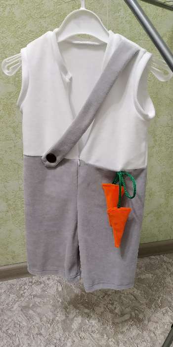 Фотография покупателя товара Карнавальный костюм для мальчика «Заяц» от 1,5-3-х лет, велюр, комбинезон, шапка - Фото 5