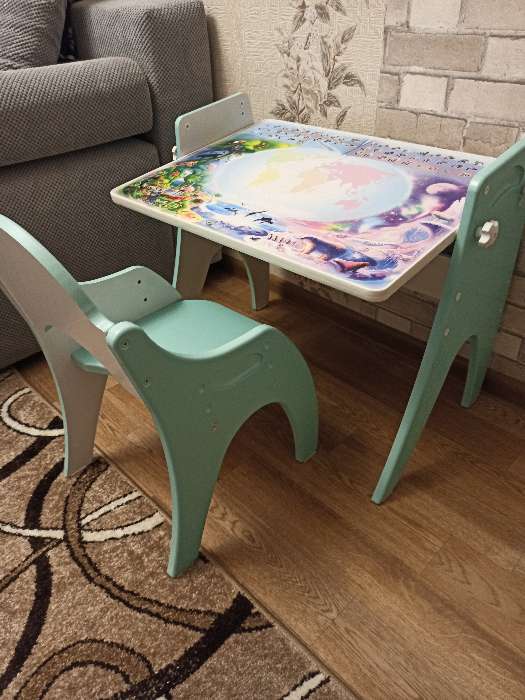 Фотография покупателя товара Комплект детской мебели «Буквы-цифры»: парта-мольберт, стульчик, цвет бирюзовый жемчуг - Фото 3