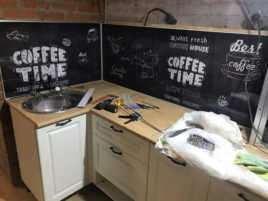 Фотография покупателя товара Кухонный фартук МДФ  Cofffee time 0112 2800х610х6мм - Фото 5