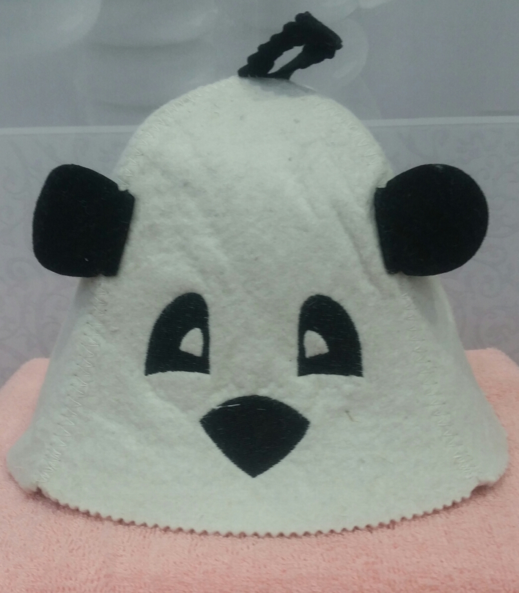 Фотография покупателя товара Шапка для бани с детской термопечатью "Панда" с ушками, войлок, 100% шерсть