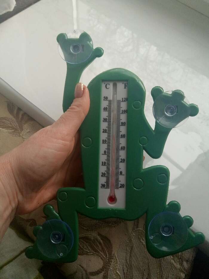 Фотография покупателя товара Пластиковый термометр оконный "Лягушка" в пакете