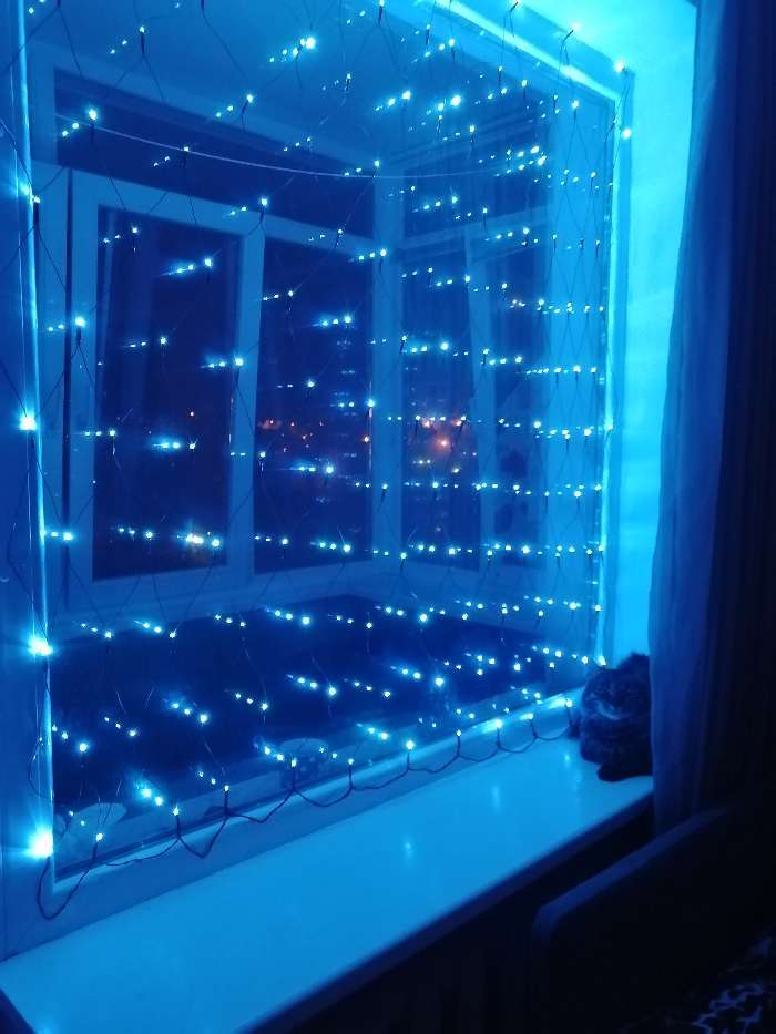 Фотография покупателя товара Гирлянда «Сеть» 2 × 2 м, IP20, тёмная нить, 224 LED, свечение тёплое белое, 8 режимов, 220 В - Фото 16