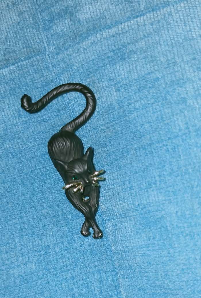 Фотография покупателя товара Брошь "Кошка" грация, цвет чёрный в золоте