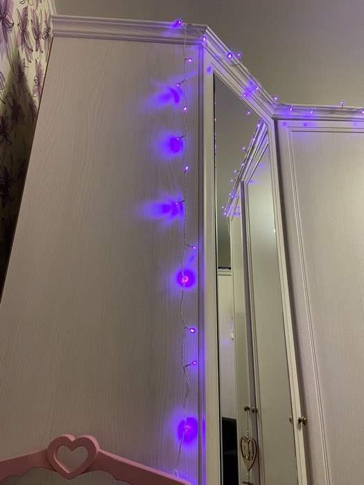 Фотография покупателя товара Гирлянда «Нить» 10 м, IP20, прозрачная нить, 100 LED, свечение фиолетовое, 8 режимов, 220 В - Фото 200