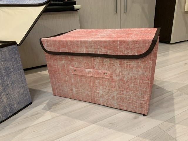 Фотография покупателя товара Короб стеллажный для хранения с крышкой «Ронда», 26×20,5×16 см, цвет розовый - Фото 1