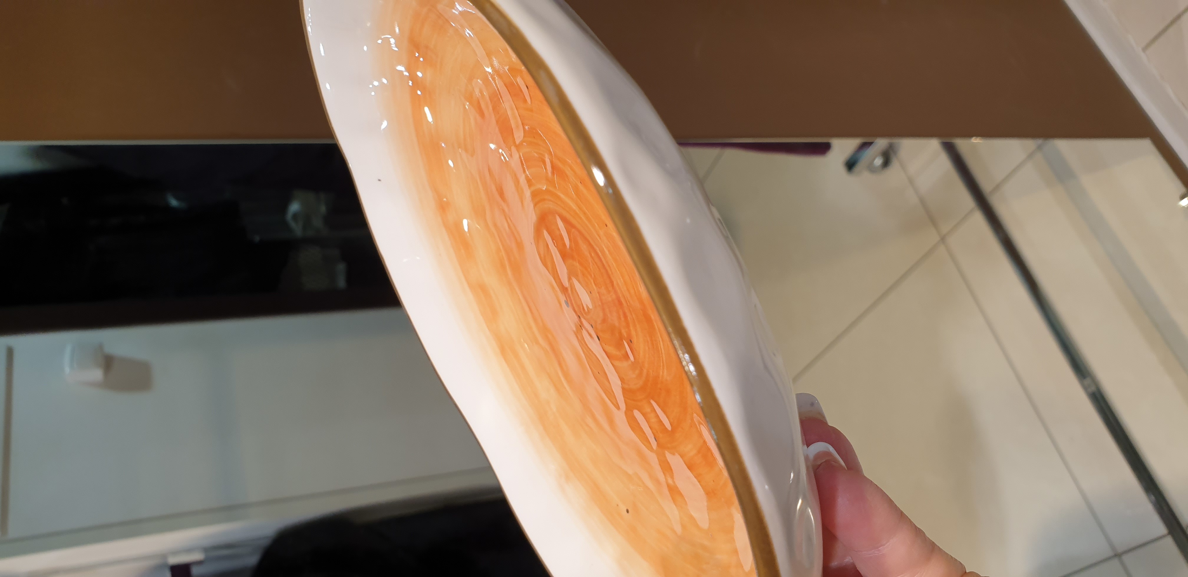 Фотография покупателя товара Тарелка фарфоровая глубокая Доляна «Космос», 550 мл, d=21,6 см, цвет оранжевый