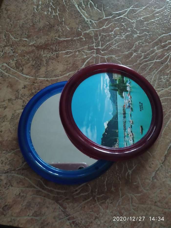 Фотография покупателя товара Зеркало с рамкой под фото, d 9,5 см, рисунок МИКС - Фото 1