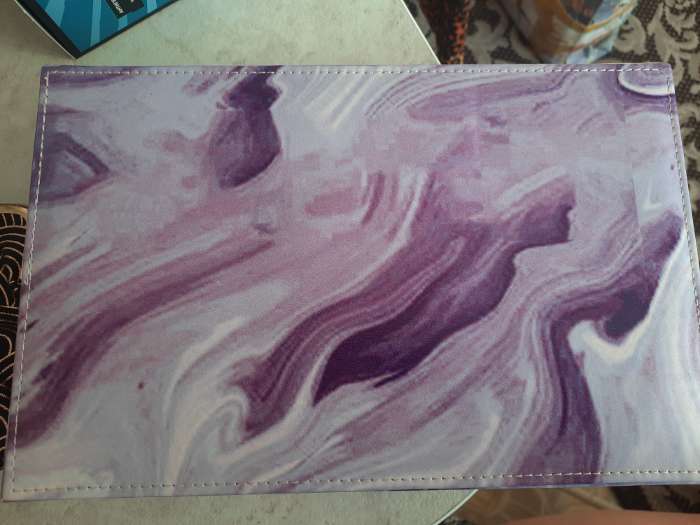 Фотография покупателя товара Шкатулка кожзам для украшений "Мрамор фиолет" 5,5х29х18,5 см - Фото 2