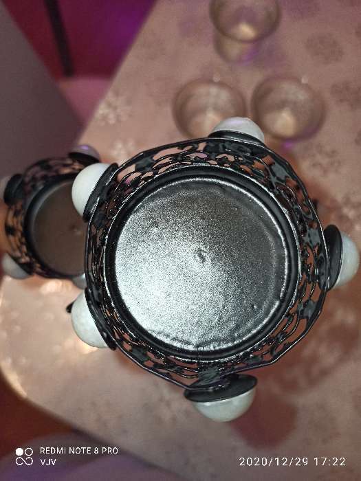 Фотография покупателя товара Подсвечник металл, стекло на 3 свечи "Ажурный с жемчугом" чёрный 29х15х11,5 см - Фото 5