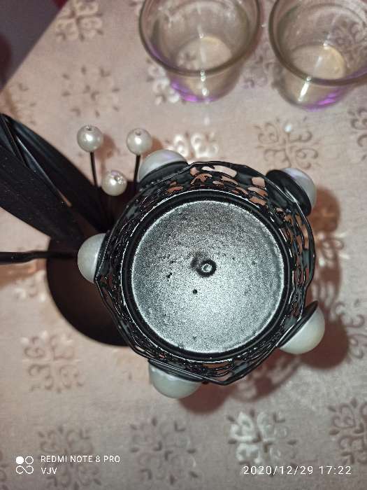 Фотография покупателя товара Подсвечник металл, стекло на 3 свечи "Ажурный с жемчугом" чёрный 29х15х11,5 см - Фото 3