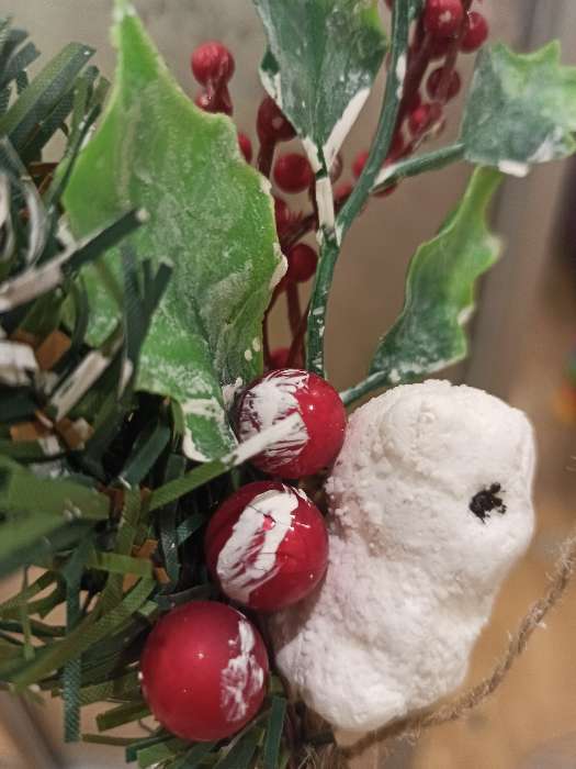 Фотография покупателя товара Декор "Зимнее очарование" мишка, ягоды и шишка 21 см - Фото 3