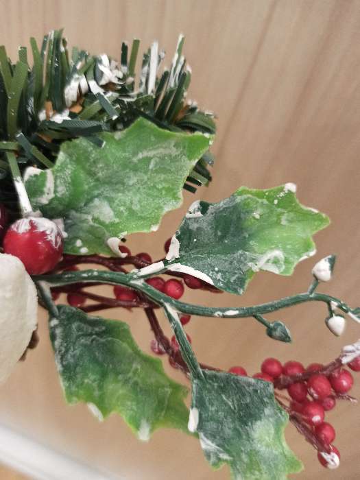 Фотография покупателя товара Декор "Зимнее очарование" мишка, ягоды и шишка 21 см - Фото 2