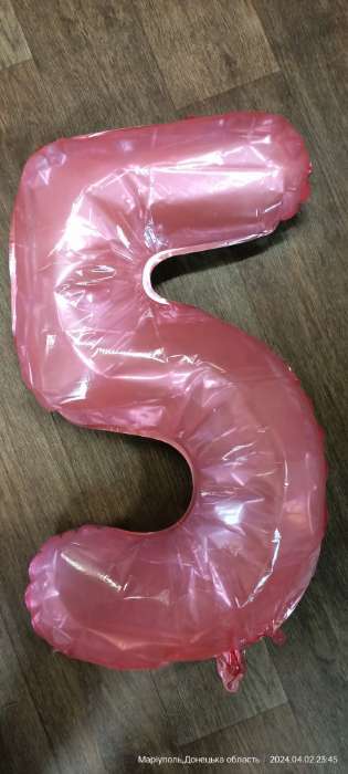 Фотография покупателя товара Шар фольгированный 32" «Цифра 5», цвет прозрачно-розовый - Фото 7