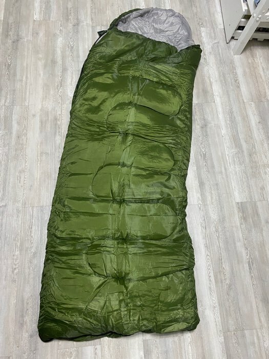 Фотография покупателя товара Спальный мешок, туристический, 220 х 75 см, до -20 градусов, 700 г/м2, цвет оливковый
